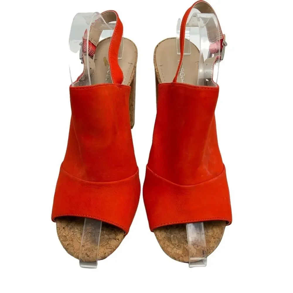 BCBGENERATION BCBG GENERATION Loriah X Bright Orange Red Block Heels Sandals 9.5